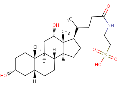 2-[4-[(3R,5R,8R,9S,10S,12S,13R,14S,17R)-3,12-二羥基-10,13-二甲基-2,3,4,5,6,7,8,9,11,12,14,15,16,17-十四氫-1H-環(huán)戊并[a]菲-17-基]戊酰氨基]乙烷磺酸結構式,516-50-7結構式