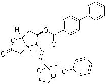 2-氧代-4-(2-(2-(苯氧基甲基)-1,3-二氧代lan-2-基)乙烯基)六氫-2H-環(huán)戊并[b]呋喃-5-基[1,1-聯(lián)苯]-4-羧酸結(jié)構(gòu)式_118392-79-3結(jié)構(gòu)式