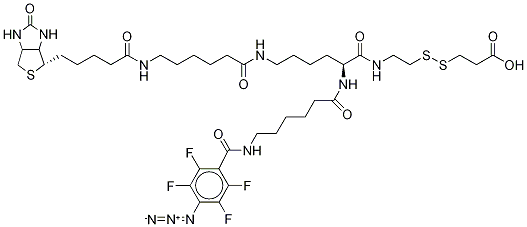 2-{N2-[N6-(4-疊氮基-2,3,5,6-四氟苯甲?；?-6-氨基己酰]-N6-(6-生物素酰胺基己酰)-L-賴氨酰酰胺基}]乙基2-羧基乙基二硫醚結(jié)構(gòu)式_1217773-33-5結(jié)構(gòu)式