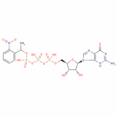 [(2R,3S,4R,5R)-5-(2-氨基-6-氧代-3H-嘌呤-9-基)-3,4-二羥基四氫呋喃-2-基]甲基[羥基-[羥基-[1-(2-硝基苯基)乙氧基]磷酰]氧基磷酰]磷酸氫酯結(jié)構(gòu)式_124830-99-5結(jié)構(gòu)式