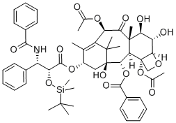 (2alpha,3xi,5beta,6alpha,7beta,10beta,13alpha)-4,10-二乙酰氧基-13-{[(2R,3S)-3-(苯甲?；被?-2-{[二甲基(2-甲基-2-丙基)硅烷基]氧基}-3-苯基丙酰基]氧基}-1,6,7-三羥基-9-氧代-5,20-環(huán)氧紫杉-11-烯-2-基苯甲酸結(jié)構(gòu)式_211732-86-4結(jié)構(gòu)式