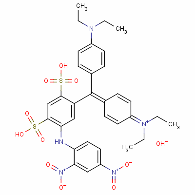 二乙基[4-[[4-(二乙基氨基)苯基][5-[(2,4-二硝基苯基)氨基]-2,4-二磺基苯基]亞甲基]-2,5-環(huán)己二烯-1-亞基]銨氫氧化物結(jié)構(gòu)式_25305-96-8結(jié)構(gòu)式