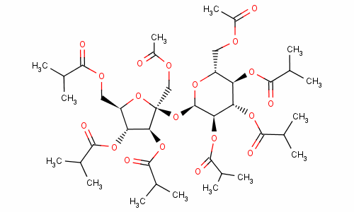 6-O-乙?；?1,3,4-三-O-(2-甲基-1-氧代丙基)-beta-D-果糖呋喃糖基-alpha-D-吡喃葡萄糖苷6-乙酸酯2,3,4-三(2-甲基丙酸酯)結(jié)構(gòu)式_27216-37-1結(jié)構(gòu)式