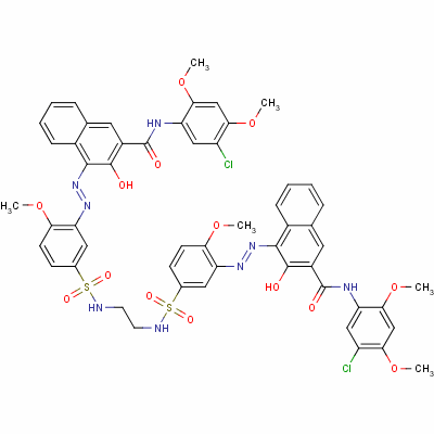 4,4-[1,2-乙烷二基雙[亞氨基磺?；? 6-甲氧基-3,1-亞苯基)氮雜]]雙[n-(5-氯-2,4-二甲氧基苯基)-3-羥基-2-萘羧酰胺結(jié)構(gòu)式_4627-26-3結(jié)構(gòu)式