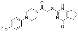 (9ci)-1-(4-甲氧基苯基)-4-[[(4,5,6,7-四氫-4-氧代-1H-環(huán)戊并嘧啶-2-基)硫代]乙?；鵠-哌嗪結(jié)構(gòu)式_604749-66-8結(jié)構(gòu)式