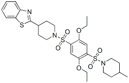 Piperidine, 4-(2-benzothiazolyl)-1-[[2,5-diethoxy-4-[(4-methyl-1-piperidinyl)sulfonyl]phenyl]sulfonyl]-(9ci) Structure,606083-08-3Structure