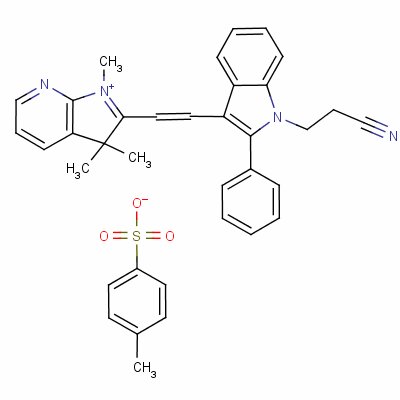 2-[2-[1-(2-氰基乙基)-2-苯基-1H-吲哚-3-基]乙烯基]-1,3,3-三甲基-3H-吡咯并[2,3-b]吡啶鎓對(duì)甲苯磺酸鹽結(jié)構(gòu)式_63665-91-8結(jié)構(gòu)式