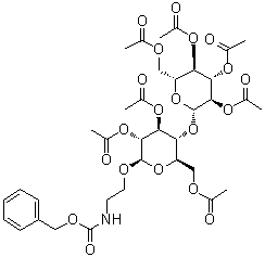 [2-[[2,3,6-三-O-乙酰基-4-O-(2,3,4,6-四-O-乙?；?BETA-D-吡喃葡萄糖基)-BETA-D-吡喃葡萄糖基]氧基]乙基]氨基甲酸芐酯結(jié)構(gòu)式_64448-40-4結(jié)構(gòu)式