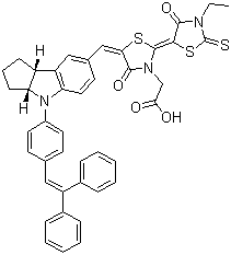 5-[[4-[4-(2,2-二苯基乙烯)苯基]-1,2,3,3a,4,8b-六氫環(huán)戊[b]吲哚-7-基]亞甲基]-2-(3-乙基-4-氧代-2-thi氧代-5-噻唑啉亞基)-4-氧代-3-噻唑烷乙酸結(jié)構(gòu)式_786643-20-7結(jié)構(gòu)式