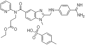 N-[[2-[[[4-(氨基亞氨基甲基)苯基]氨基]甲基]-1-甲基-1H-苯并咪唑-5-基]羰基]-N-2-吡啶基-beta-丙氨酸乙酯 4-甲基苯磺酸鹽結(jié)構(gòu)式_872728-85-3結(jié)構(gòu)式