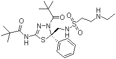 (-)-N-[4-(2,2-二甲基丙?；?-5-[[2-(乙基氨基)乙烷磺酰胺]甲基]-5-苯基-4,5-二氫-1,3,4-噻二唑-2-基]-2,2-二甲基丙酰胺結(jié)構(gòu)式_910634-41-2結(jié)構(gòu)式