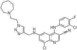 8-c氯-4-[(3-氯-4-氟苯基)氨基]-6-[[[1-[2-(六氫-1H-氮雜-1-基)乙基]-1H-1,2,3-三唑-4-基]甲基]氨基]-3-喹啉甲腈結構式_915365-57-0結構式