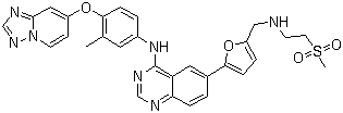 N-(4-([1,2,4]噻唑并[1,5-a]吡啶-7-基氧基)-3-甲基苯基)-6-(5-(((2-(甲基磺酰基)乙基)氨基)甲基)呋喃-2-基)喹唑啉-4-胺結構式_937265-83-3結構式