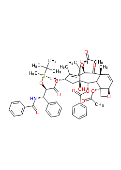 (2alpha,3xi,5beta,10beta,13alpha)-4,10-二乙酰氧基-13-{[(2R,3S)-3-(苯甲?；被?-2-{[二甲基(2-甲基-2-丙基)硅烷基]氧基}-3-苯基丙酰基]氧基}-1-羥基-9-氧代-5,20-環(huán)氧紫杉-6,11-二烯-2-基苯甲酸酯結(jié)構(gòu)式_165065-02-1結(jié)構(gòu)式