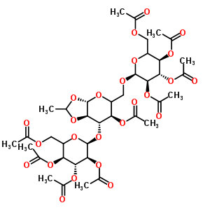 (5Xi)-2,3,4,6-四-O-乙?；?alpha-D-木糖基-己糖吡喃糖苷-(1->6)-[(5Xi)-2,3,4,6-四-O-乙?；?alpha-L-木糖基-己糖吡喃糖苷-(1->3)]-(5Xi)-4-O-乙?；?1,2-O-亞乙基-beta-D-木糖基-吡喃己糖結(jié)構(gòu)式_230953-17-0結(jié)構(gòu)式