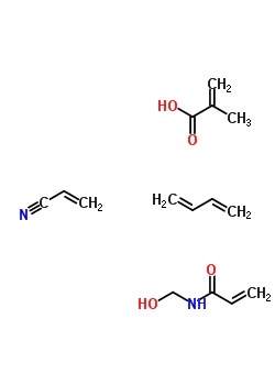 2-Methyl-2-propenoic acid polymer with 1,3-butadiene, n-(hydroxymethyl)-2-propenamide and 2-propenenitrile Structure,30555-45-4Structure