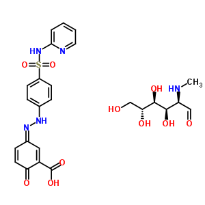 (3Z)-6-oxo-3-{[4-(2-pyridinylsulfamoyl)phenyl]hydrazono}-1,4-cyclohexadiene-1-carboxylic acid-2-deoxy-2-(methylamino)-d-glucose (1:1) Structure,31363-03-8Structure