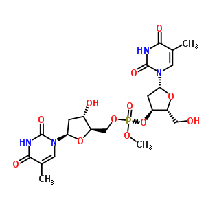 [(2R,3S,5R)-3-羥基-5-(5-甲基-2,4-二氧代嘧啶-1-基)四氫呋喃-2-基]甲基[(2R,3S,5R)-2-(羥基甲基)-5-(5-甲基-2,4-二氧代嘧啶-1-基)四氫呋喃-3-基]甲基磷酸酯結構式_35002-94-9結構式