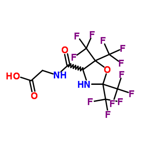 (((2,2,5,5-Tetrakis(trifluoromethyl)-1,3-oxazolidin-4-yl)carbonyl)amino)acetic acid Structure,36871-69-9Structure