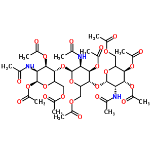 O-3,4,6-三-O-乙?；?2-(乙酰氨基)-2-脫氧-beta-D-吡喃葡萄糖基-(1-4)-O-3,6-二-O-乙酰基-2-(乙酰氨基)-2-脫氧-beta-D-吡喃葡萄糖基-(1-4)-2-(乙酰氨基)-2-脫氧-1,3,6-三乙酸酯-alpha-D-吡喃葡萄糖結構式_53942-45-3結構式