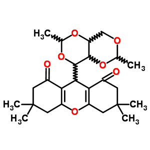 9-(2,6-二甲基四氫[1,3]二噁英并[5,4-d][1,3]二噁英-4-基)-3,3,6,6-四甲基-3,4,5,6,7,9-六氫-1H-氧雜蒽-1,8(2H)-二酮結(jié)構(gòu)式_7512-02-9結(jié)構(gòu)式